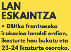 Lan eskaintza, frantseseko irakaslea