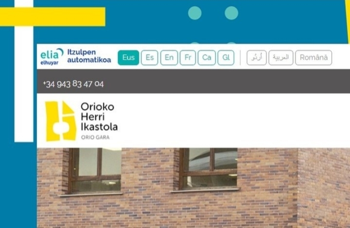 Orioko Herri IKastolako web guneko itzulpen automatikoa.