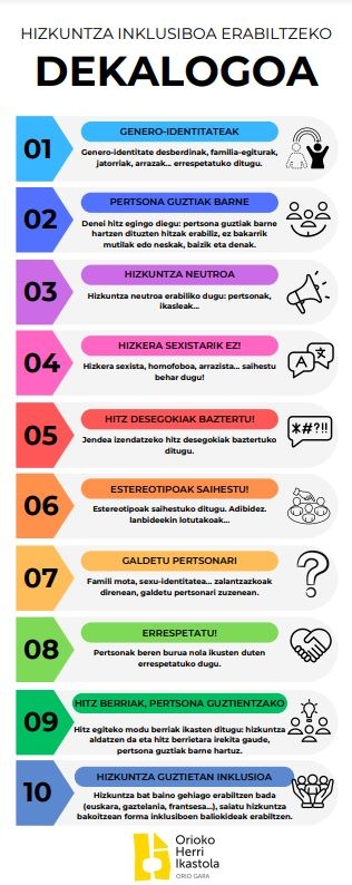 Hizkuntza inklusiboaren aldeko dekalogoa